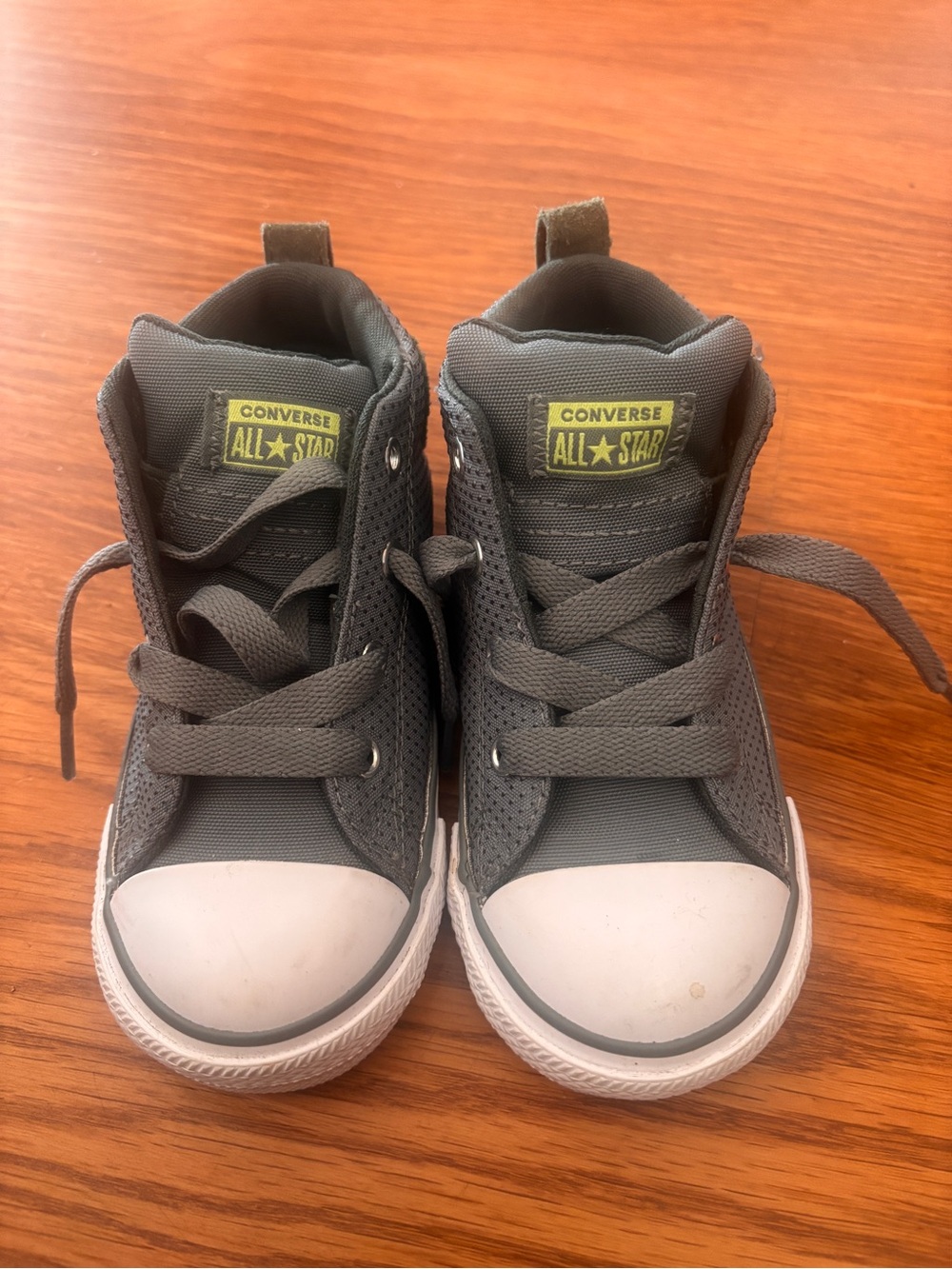 Converse Kids Gray High-Top Sneakers with White Toe Cap